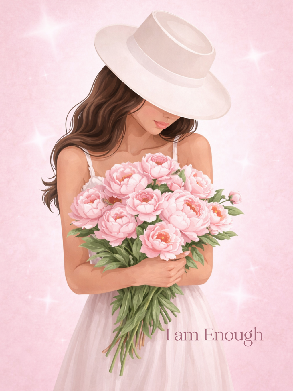 I Am Enough – Soft Feminine Affirmation Digital Wall Art