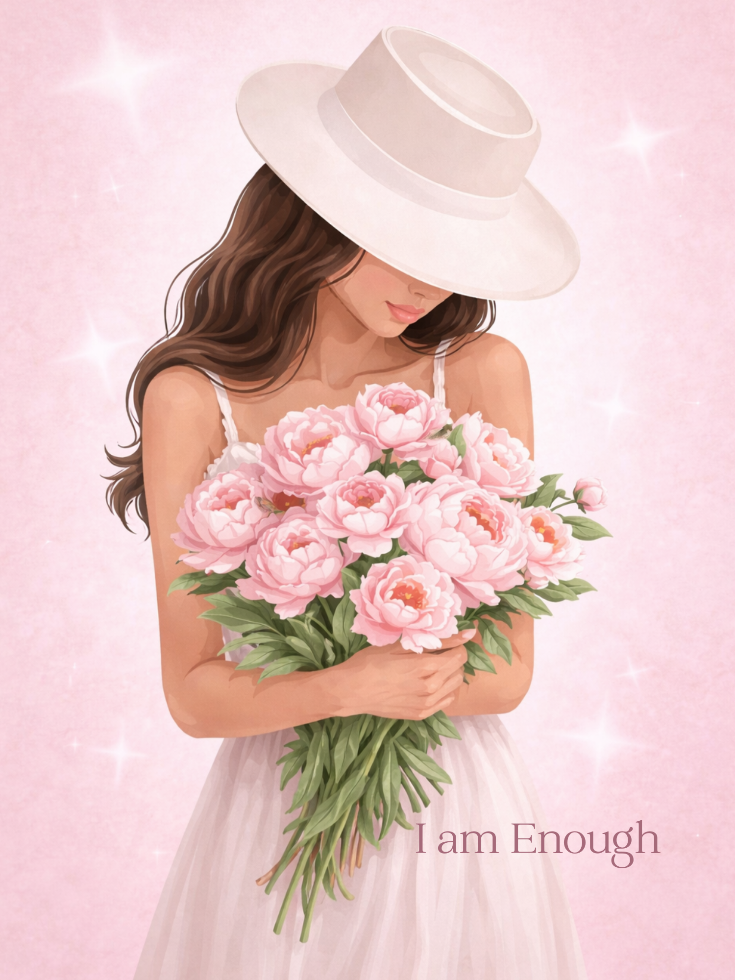 I Am Enough – Soft Feminine Affirmation Digital Wall Art