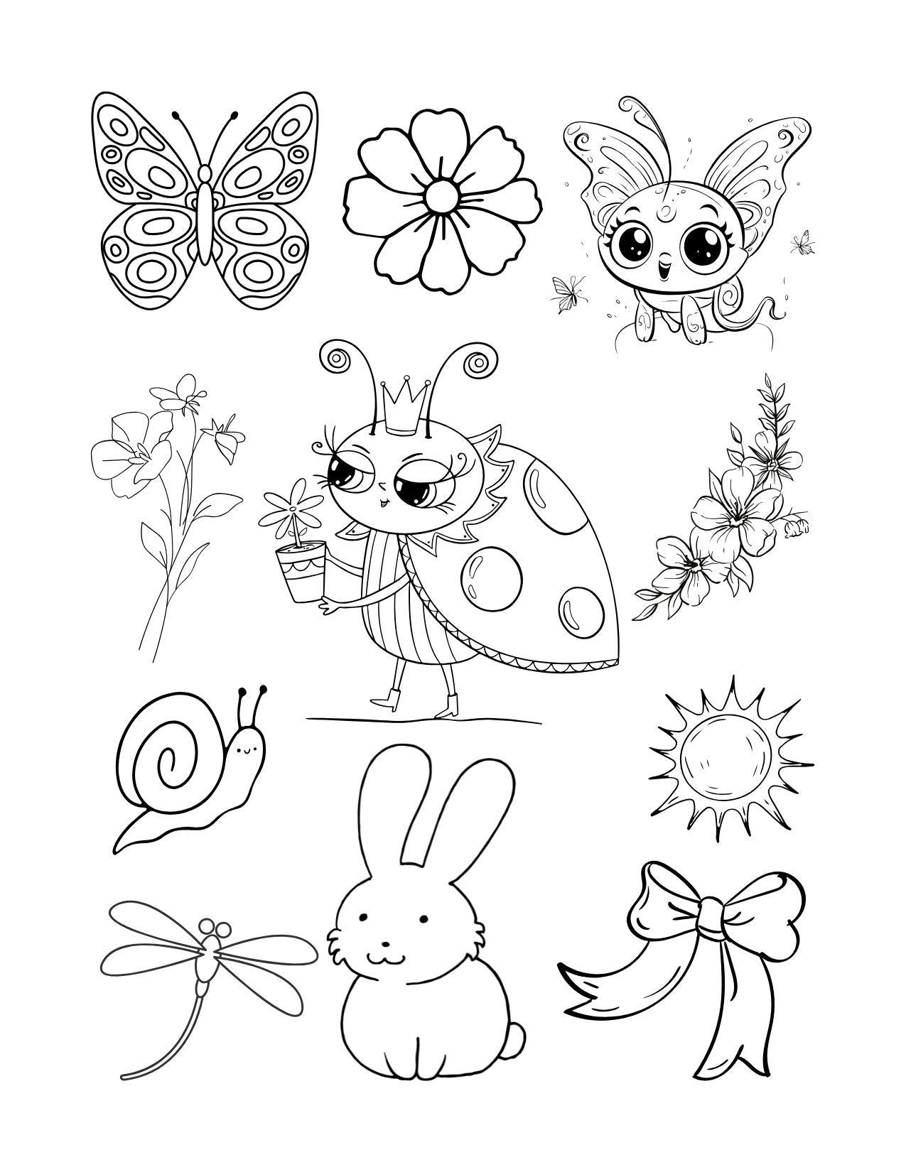 Spring & Easter Coloring Book for Kids – Pocket-Size Printable Activity Book, Digital Download