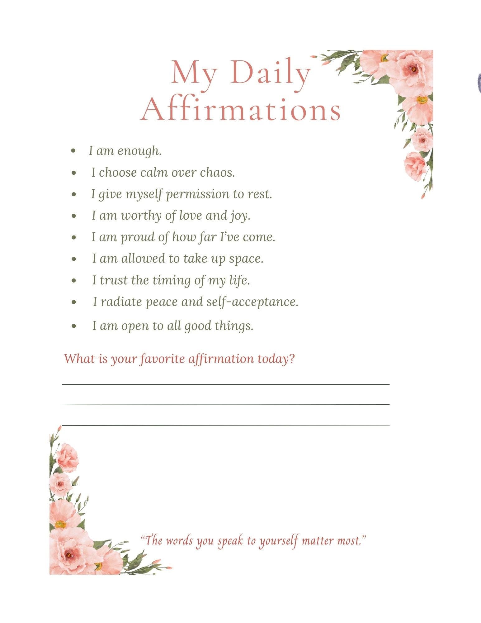 Printable Self-Care Planner PDF | Mental Health & Wellness Journal | Daily Affirmations, Gratitude, Habit Tracker, Vision Board