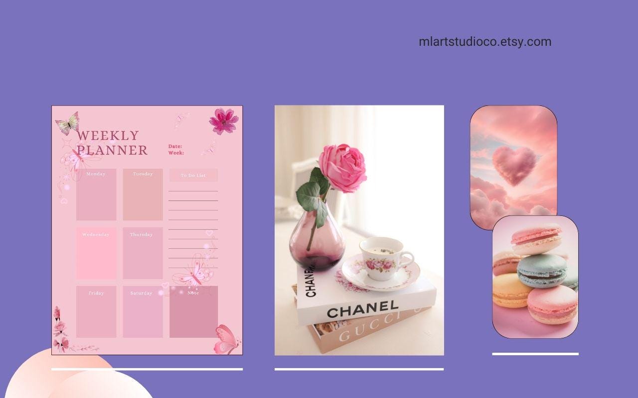 Pink Weekly Planner Printable | Aesthetic Butterfly Planner | Undated PDF | Digital Download