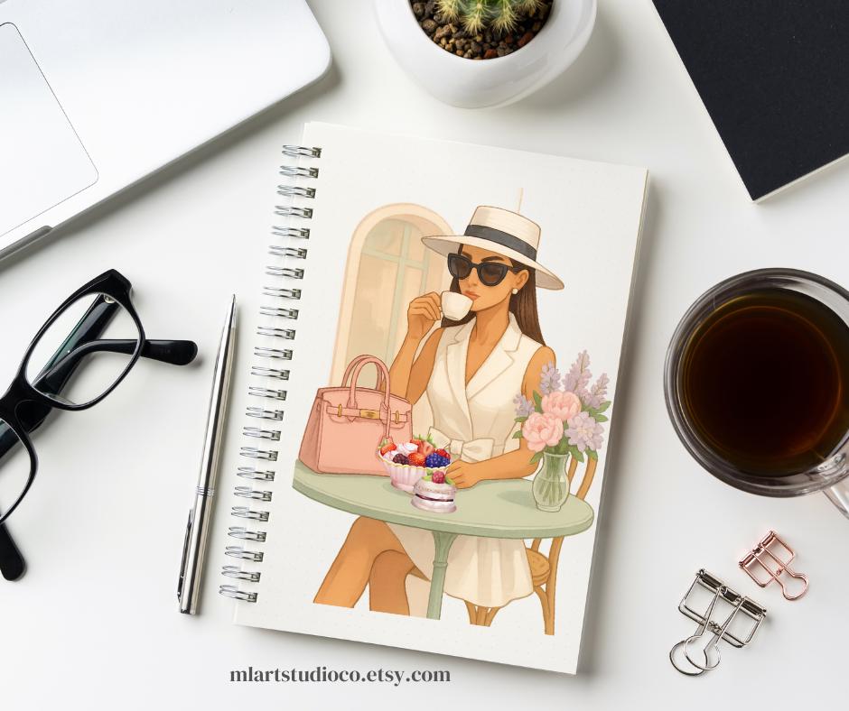 Parisian Chic Fashion Girl Illustration | Digital Download | Wall Art, T-Shirt, iPad & Notebook Design