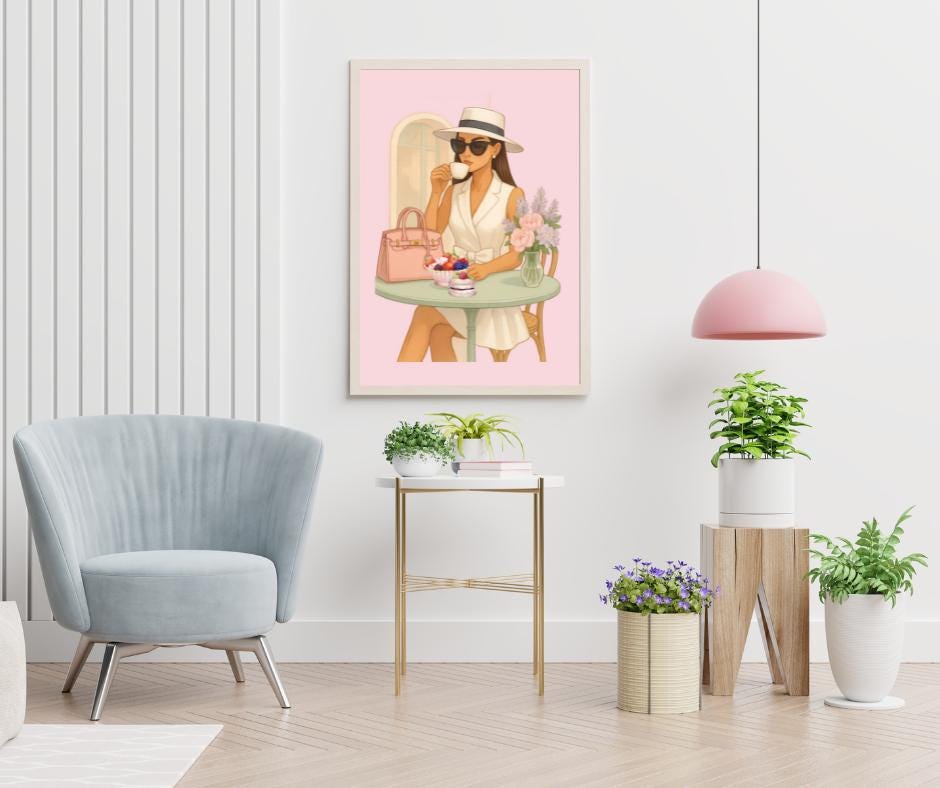 Parisian Chic Fashion Girl Illustration | Digital Download | Wall Art, T-Shirt, iPad & Notebook Design