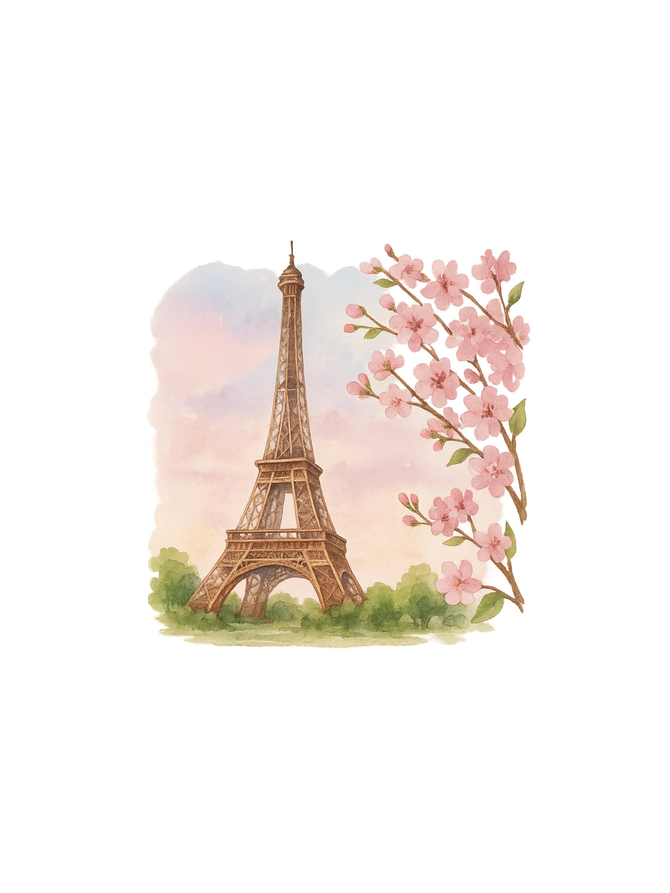 Paris Clipart Set | Feminine Watercolor Paris Illustrations | French Bulldog, Fashion Girl, Macarons | Instant Download PNG