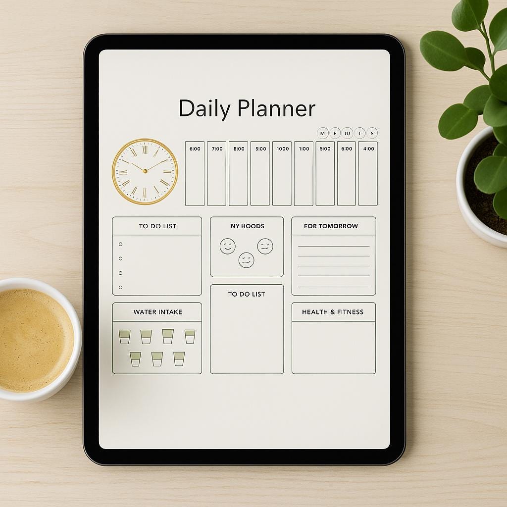 Digital Life Planner PDF – Undated GoodNotes, Laptop, Tablet, Printable | Daily, Weekly, Self-Care, Budget + Goals