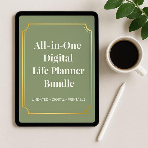 Digital Life Planner PDF – Undated GoodNotes, Laptop, Tablet, Printable | Daily, Weekly, Self-Care, Budget + Goals