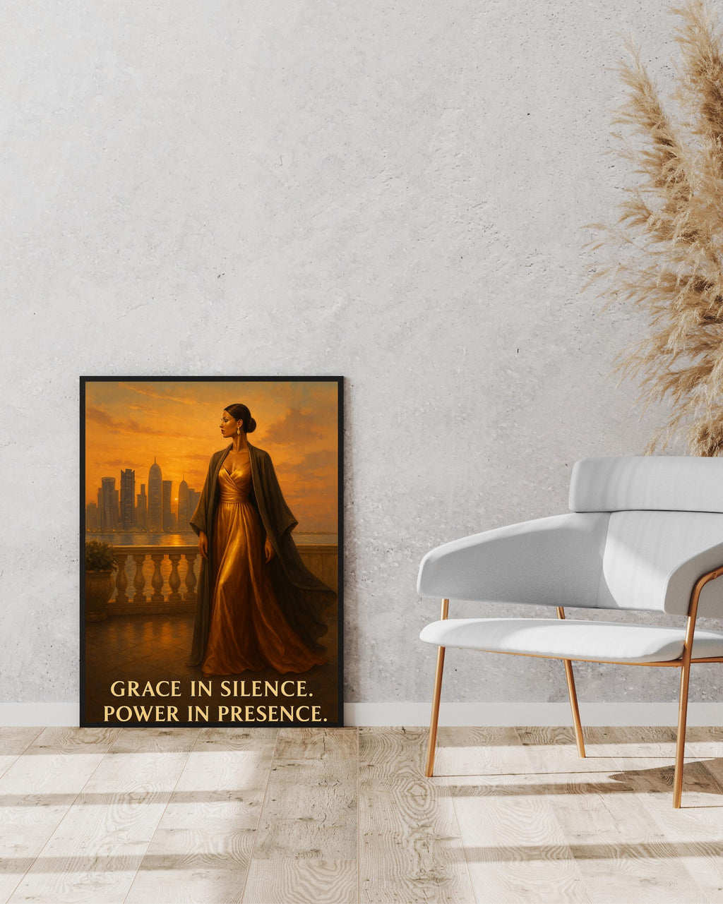 Elegant Woman in Qatar Wall Art – Digital Download | Empowering Sunset Portrait for Office, Bedroom & Luxury Home Decor