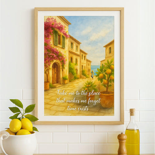 Amalfi Coast Lemon Wall Art Bundle – Printable Decor + Foldable Birthday Card + Phone Wallpaper