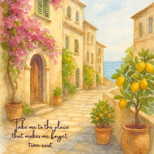 Amalfi Coast Lemon Wall Art Bundle – Printable Decor + Foldable Birthday Card + Phone Wallpaper