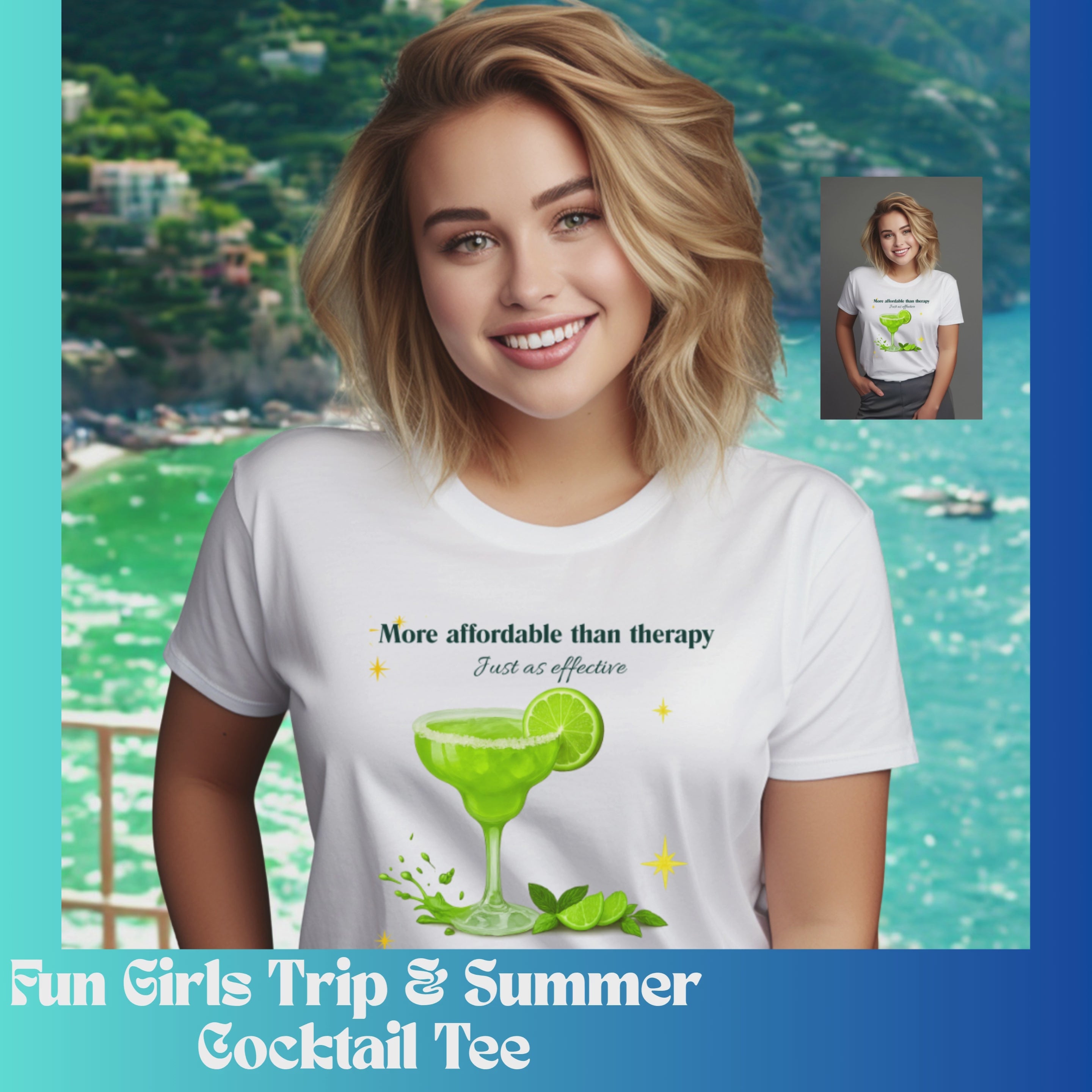 Margarita Therapy T-Shirt – Funny Summer Cocktail Tee, Unisex Humor Shirt for Taco Tuesday, Girls Brunch, or Beach Vibes