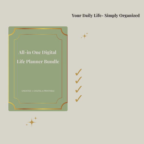 Digital Life Planner PDF – Undated GoodNotes, Laptop, Tablet, Printable | Daily, Weekly, Self-Care, Budget +  Goals