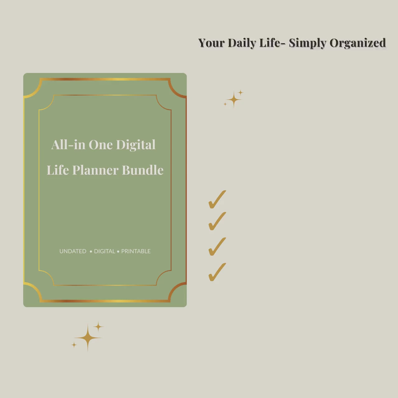 Digital Life Planner PDF – Undated GoodNotes, Laptop, Tablet, Printable | Daily, Weekly, Self-Care, Budget +  Goals